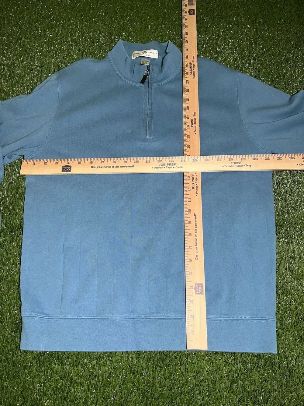 Fairway & Greene Blue Knit Pima Cotton 1/4 Zip Mock Neck Sweater Men's M
